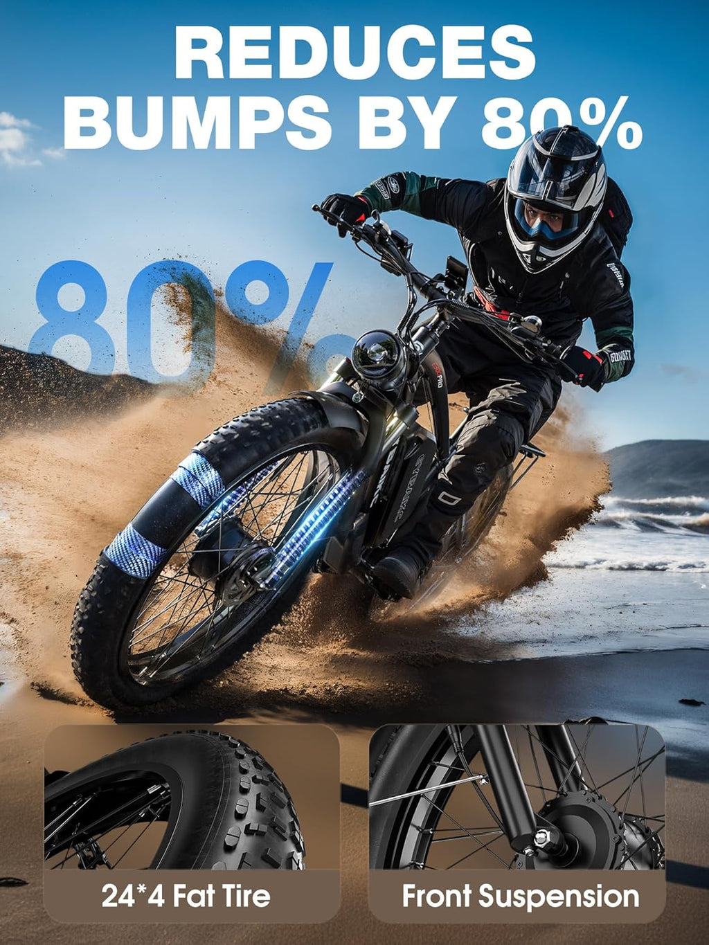 Dual Motor Peak 5000W Electric Bike for Adults, 52V32Ah Battery 100Miles Range, 40-45MPH E-Bike, 24" X4.0 Fat Tire, Hydraulic Disc Brake, Electric Mountain/Hunting Bicycle, UL 2849