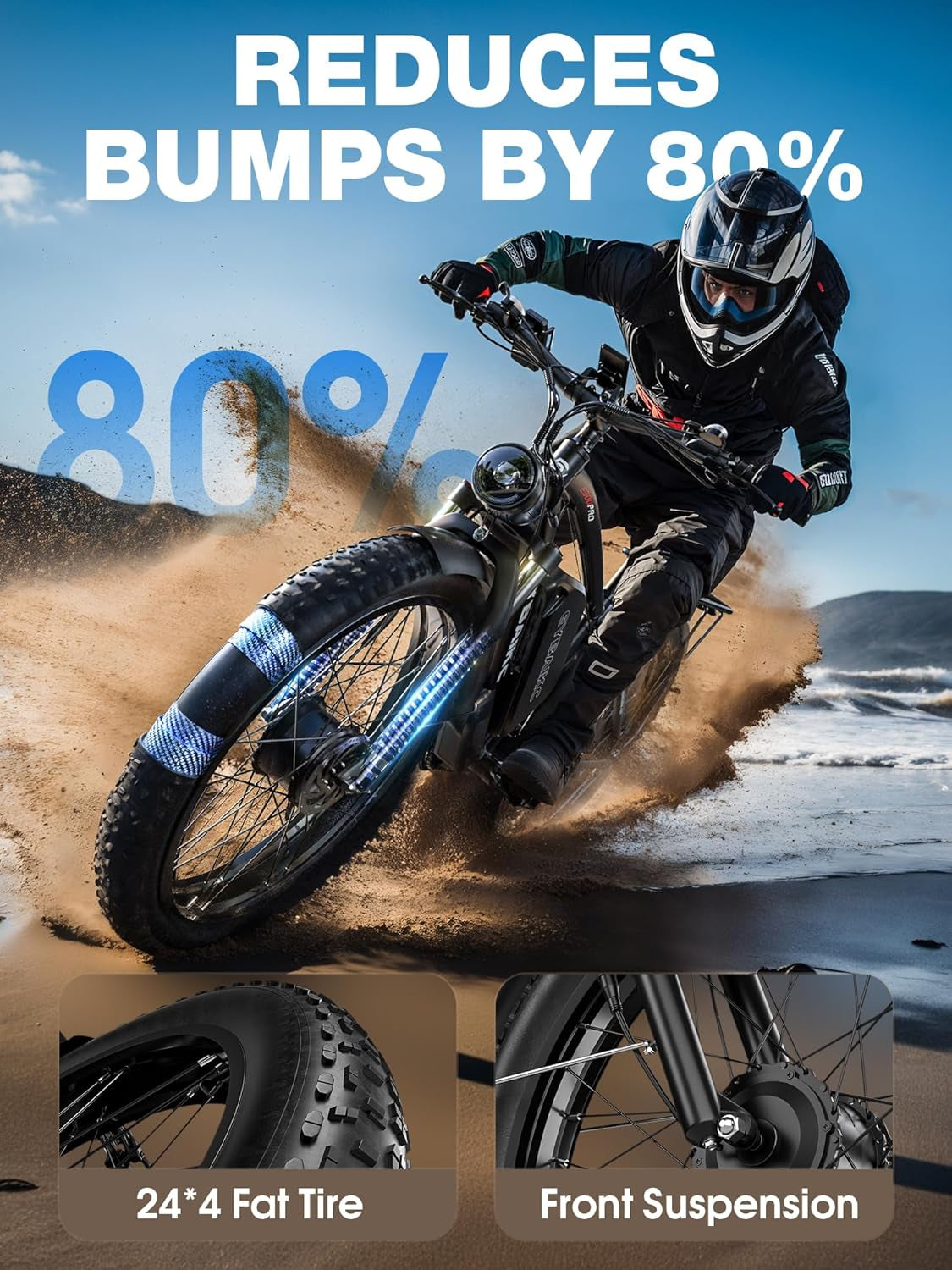 Dual Motor Peak 5000W Electric Bike for Adults, 52V32Ah Battery 100Miles Range, 40-45MPH E-Bike, 24" X4.0 Fat Tire, Hydraulic Disc Brake, Electric Mountain/Hunting Bicycle, UL 2849